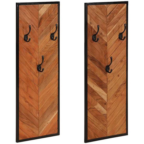 Porte-manteaux 2 pcs 35x1x90 cm bois massif acacia