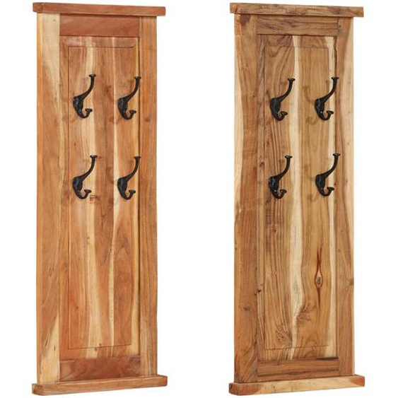 Porte-manteaux 2 pcs Bois massif dacacia 38x100 cm