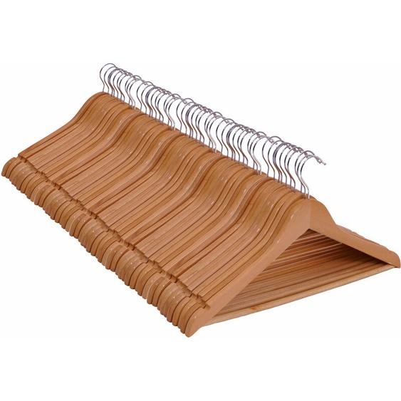 Porte-manteaux en bois - 50 pièces (5x lot de 10 cintres) - couleur : naturel