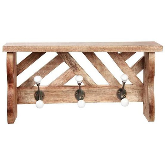 Porte-manteaux en bois vintage avec étagère pour lentrée et la chambre à coucher, cintre mural Décoration rustique, 45 cm 28563SG