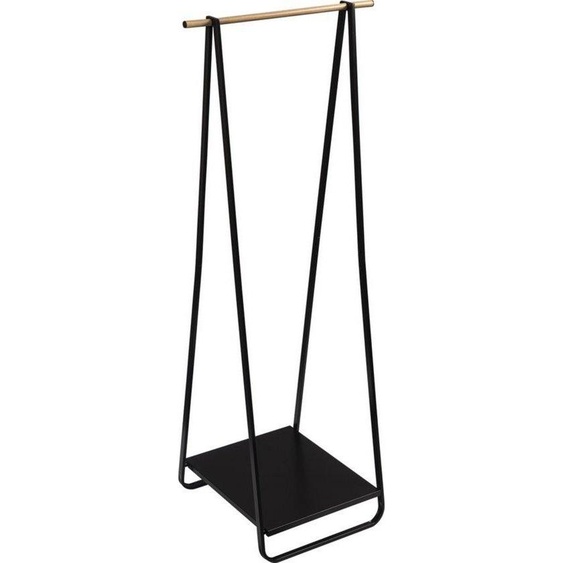 Porte-manteaux métallique - tringle robuste - style industriel - avec éléments en bois - noir - 45 x 54 x 141 cm