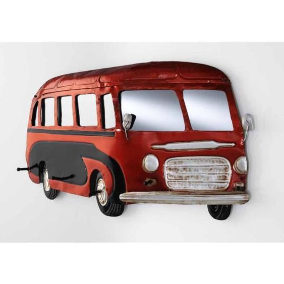 Porte-manteaux Mural - PARIS PRIX - Modèle Bus - 79cm - Métal - Vintage Rouge & Noir
