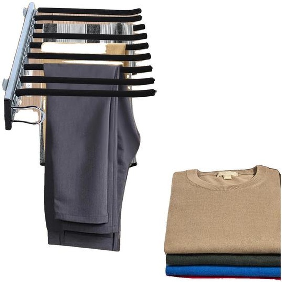 Porte-pantalons, en ABS et alliage daluminium, longueur 46 cm, largeur 32,6 cm, fixation murale, capacité de charge maximale 14-16 kg