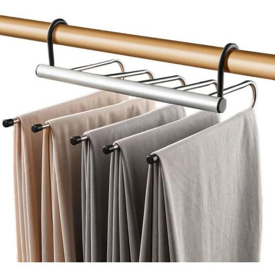 Porte-pantalons pliant multicouche multifonctionnel - Acier inoxydable et aluminium spatial - 5 Positions - Argent