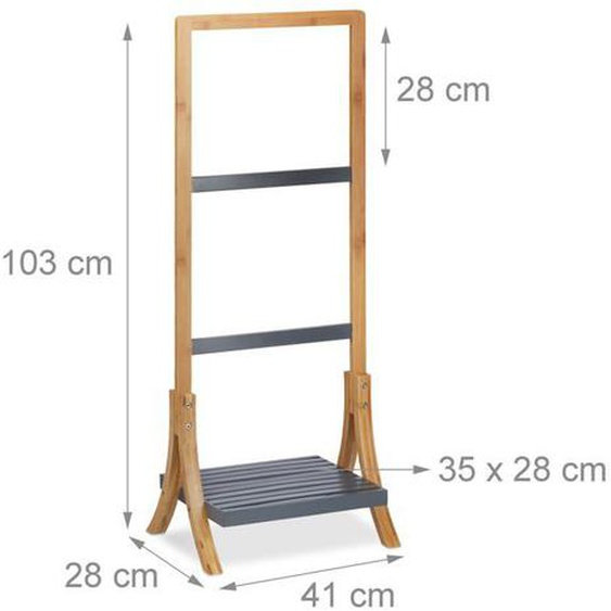 Porte pied support pour serviettes de bain 3 barres rangement 103 cm bambou