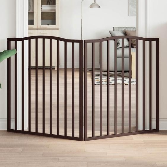 Porte pour chien élégante 2-pièces pliante en bois de peuplier marron aspect chêne 160 cm - Niches pour chiens Hommie7861087 1parcel