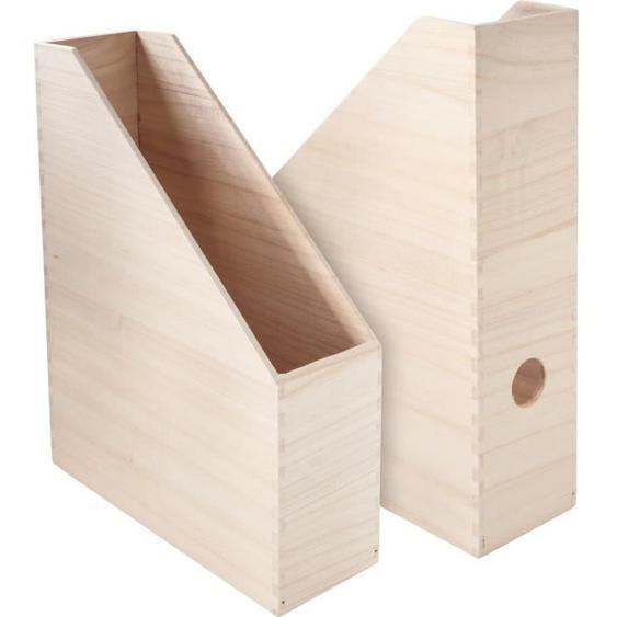 Porte-revues - VBS - en bois - 25 x 9 x 32 cm - set de 2 pièces - blanc