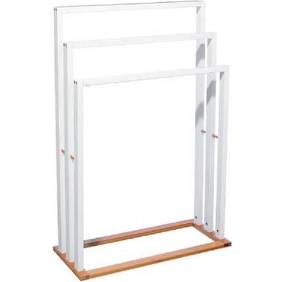 Porte serviette en bois blanc et bambou