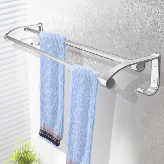 Porte-serviette Mural Double Barres - Aluminium - 58x14x7.5cm