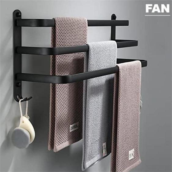 Porte-Serviettes 3 Barres en Aluminium Spatial - FAN - Noir