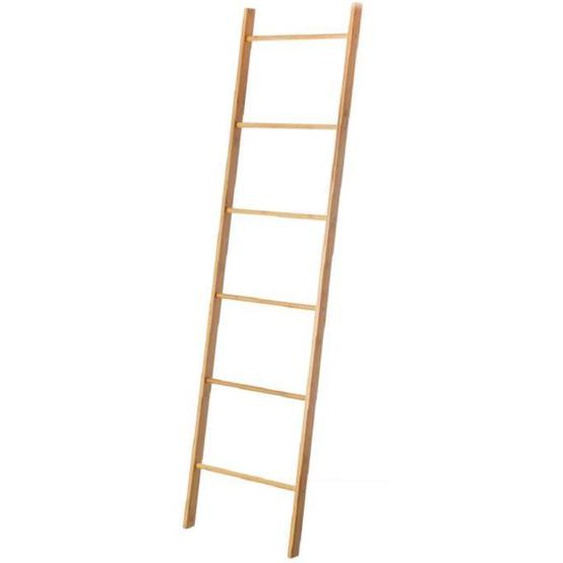 Porte serviettes en forme déchelle, porte serviette à poser en bambou coloris naturel - Longueur 45 x Profondeur 4 x Hauteur 170
