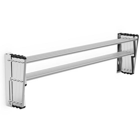Porte serviettes extensible mural 8 barres en acier inox. 86 x 62 x 22 cm pour salle de bain argent