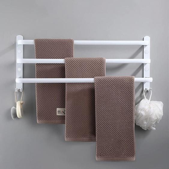 Porte-Serviettes Mural de Salle de Bain Porte-Serviettes Aluminium avec 3 barres 50×24×14.4cm Blanc