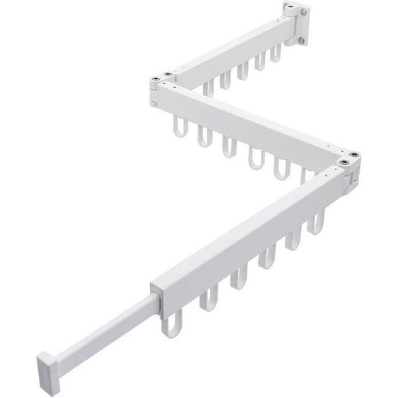 Porte-serviettes mural en aluminium, 128 cm, 18 crochets, triple rangement, peu encombrant, fixation murale, blanc