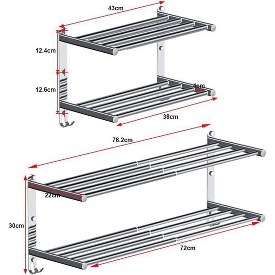 Porte-Serviettes Mural Porte Serviette Extensible 43-78cm étagère Serviette Acier Inoxydable Barre à Serviettes pour Cuisine, Salle