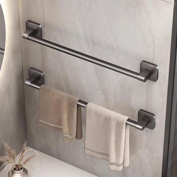 Porte-serviettes, porte-serviettes sans poinçon 50 cm pour salle de bain et chambre (gris, 2 pièces)