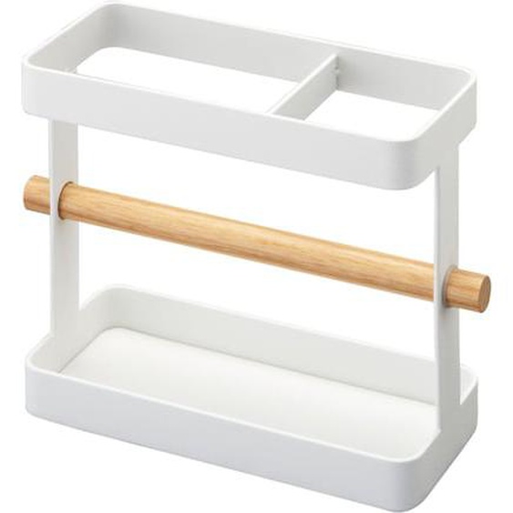 Porte ustensiles de cuisine Tosca acier blanc/bois
