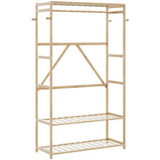 Porte-vêtement avec étagères 110x40x175 cm bambou