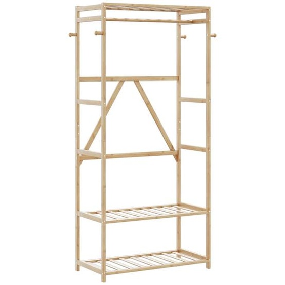 Porte-vêtement avec étagères 80x40x175 cm bambou