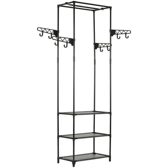 Porte-vêtements Acier et tissu non-tissé 55x28,5x175 cm Noir