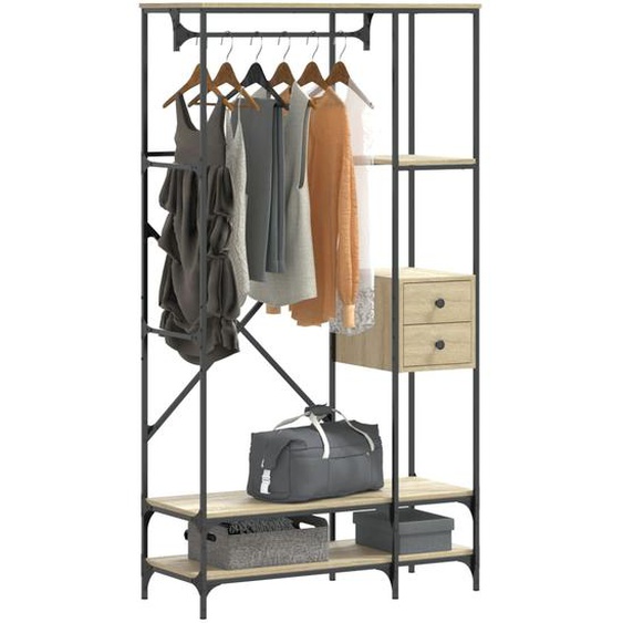 Porte-vêtements avec étagères chêne sonoma bois dingénierie