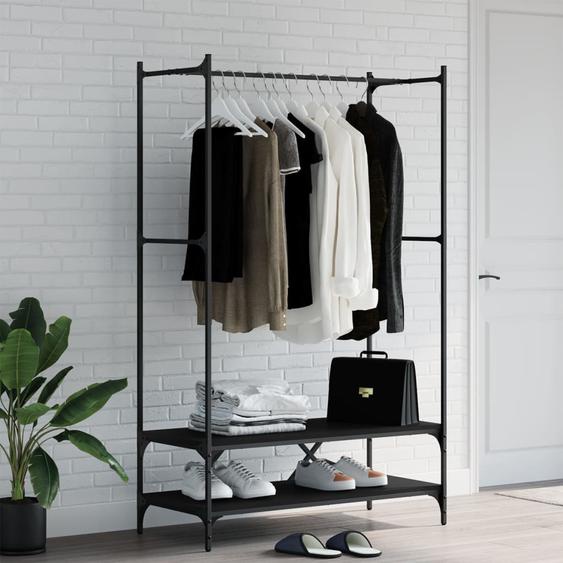 Porte-vêtements avec étagères noir bois dingénierie