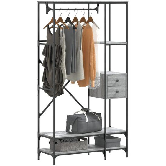 Porte-vêtements avec étagères sonoma gris bois dingénierie