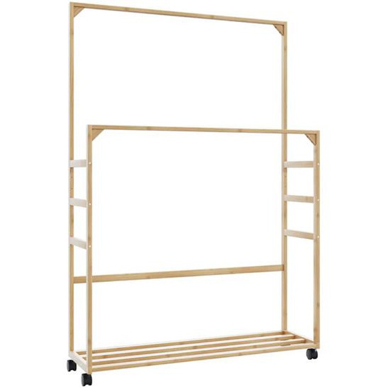 Porte-vêtements et étagères et roulettes 90x35x155 cm bambou