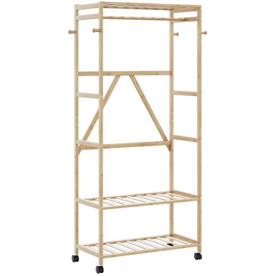 Porte-vêtements et étagères et roulettes 90x40x179,5 cm bambou
