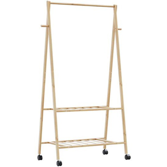 Porte-vêtements et étagères et roulettes 96x45,5x155,5cm bambou