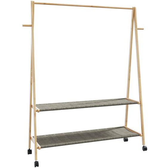 Porte-vêtements et étagères roulettes 132x45,5x155,5cm bambou