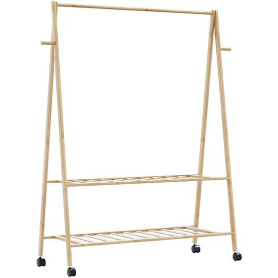 Porte-vêtements et étagères roulettes 132x45,5x155,5cm bambou