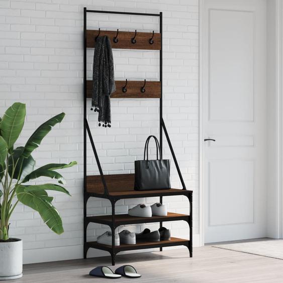 Porte-vêtements et rangement des chaussures chêne marron