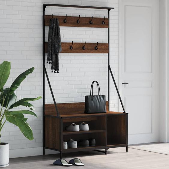 Porte-vêtements et rangement des chaussures chêne marron
