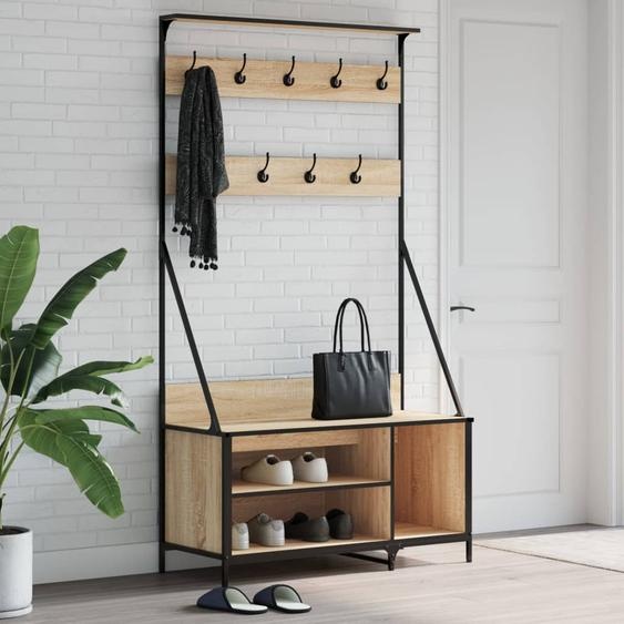 Porte-vêtements et rangement des chaussures chêne sonoma