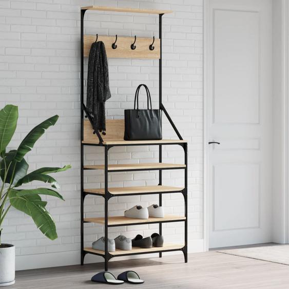Porte-vêtements et rangement des chaussures chêne sonoma