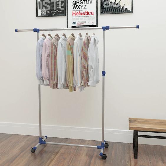 Porte-vêtements réglable Acier inoxydable 165x44x150 cm Argenté