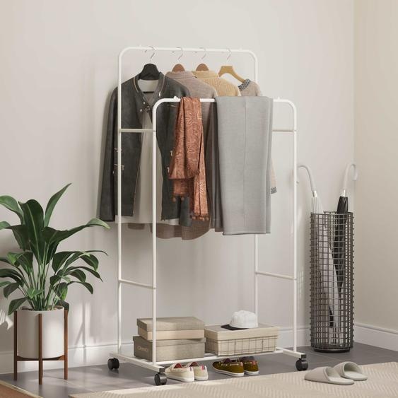 Porte-vêtements Uni Blanc 80 x 53 x 156 cm