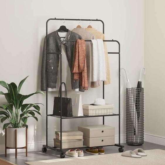 Porte-vêtements avec étagère avec roue Noir 80 x 53 x 156 cm