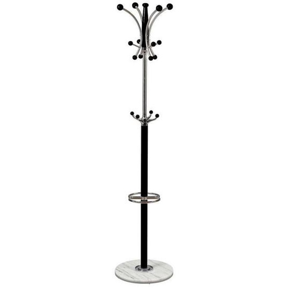 Portemanteau - ALTOBUY - Colombe - Bois Massif Noir et Chrome - Ø39 x H175 cm - Design Contemporain