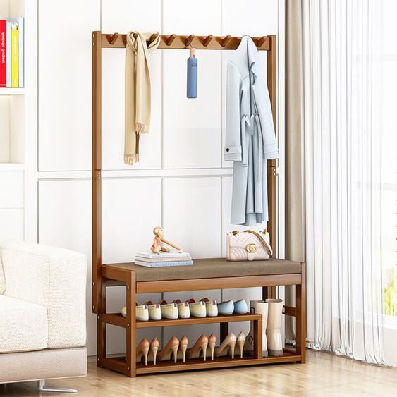 Sdlogal - Portemanteau Meuble dentrée/Vestiaire, Ultrixe Vestiaire, Meuble dEntrée, avec 5 Crochets, Banc et Étagère à Chaussures, Cadre en Bambou,