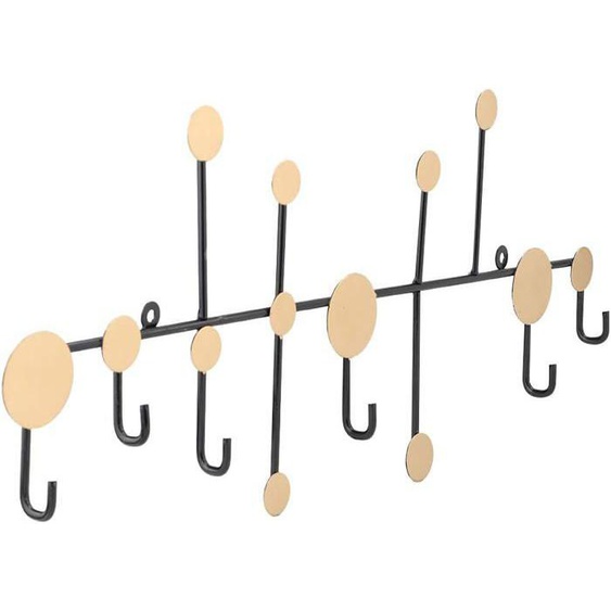 Portemanteau mural moderne et élégant avec 6 crochets pour salle de bain,cuisine,salon,couloir Doré et noir