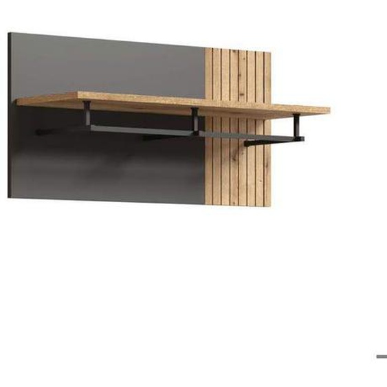 Portemanteau mural 80x28x40 cm décor chêne et anthracite - NOLA