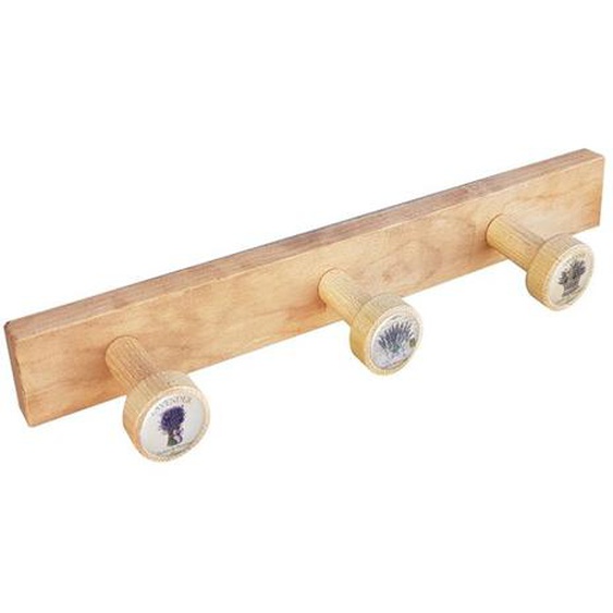 Portemanteau Patère mur boutons hêtre vieux lavande provence Vintage Retro 385x50MM