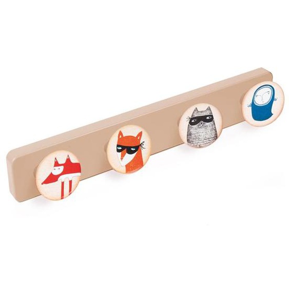 Portemanteau Patère mur résine ABS boutons les animaux ANTIFAZ 410x60MM