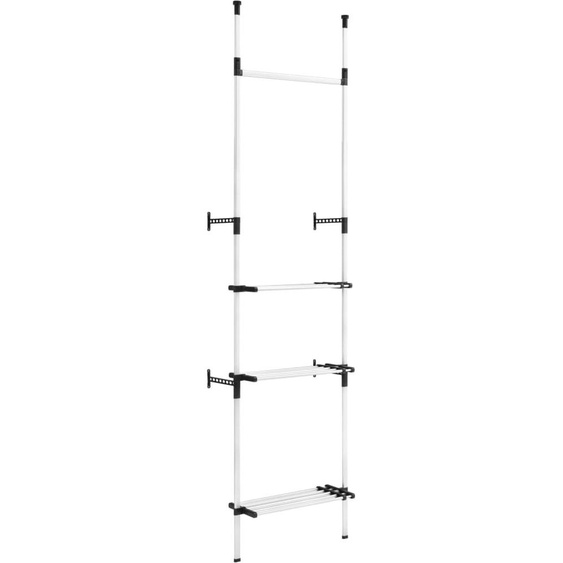 Portemanteau télescopique avec tringles et étagère Aluminium