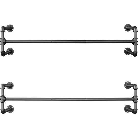 Portemanteaux Muraux, Lot de 2, Barres de Suspension pour Vêtements en Tuyaux Industriels, Gain de Place, 112 x 30 x 29,3 cm, Capacité de 60 kg