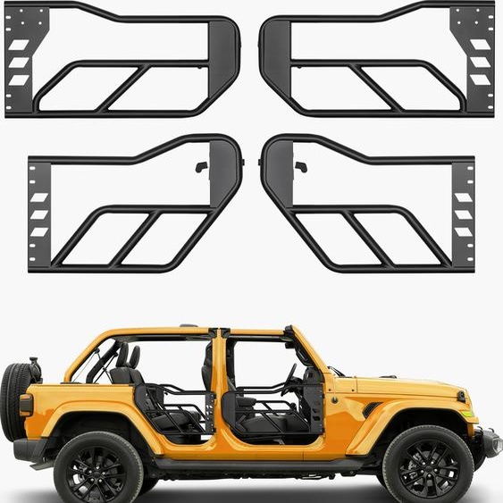 Portes tubulaires VEVOR Jeep (4 portes) de style Adventure avec charnières robustes et verrouillage OE, portes Jeep avec rembourrage en caoutchouc et tube en acier trempé