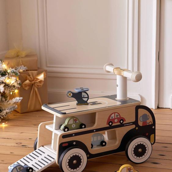 Porteur garage voitures en bois FSC® bleu