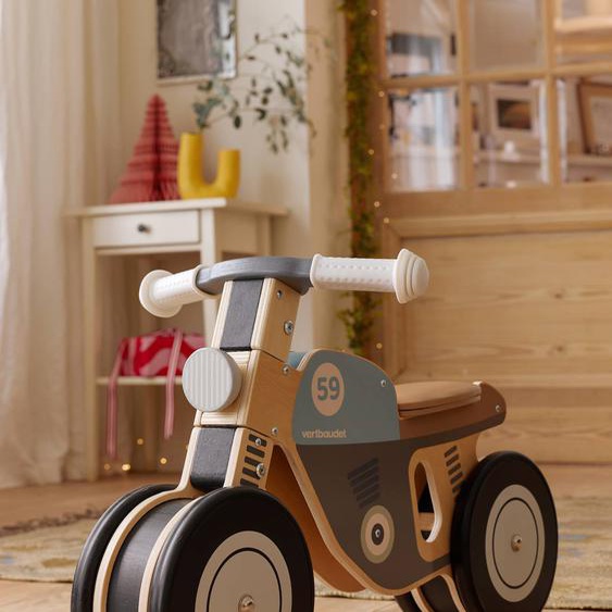 Porteur moto en bois FSC® bleu